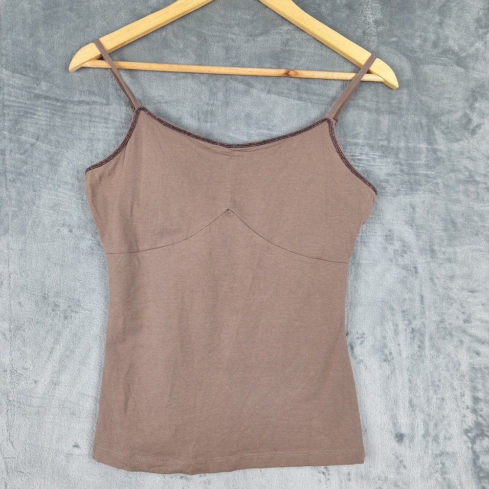Womensâ Top Small Brown Babydoll Y2K Boho Cami Fairy Goblincore Beaded Coquette